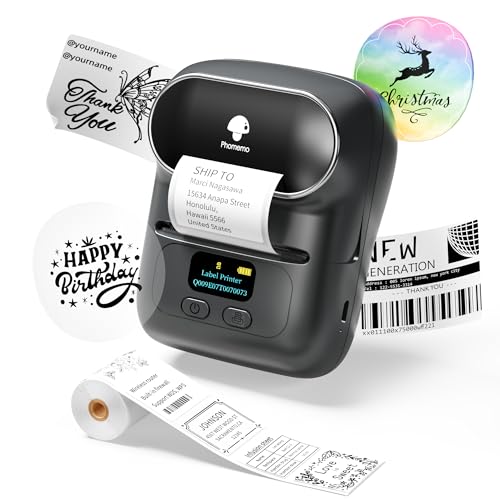 Image of Phomemo M110 Label Maker-Portable Label Sticker Barcode Printer for Jar, PhotoLogo, Address, Mailing, Clothing, Jewelry, Office, Print Black on White, for iOS & Android System