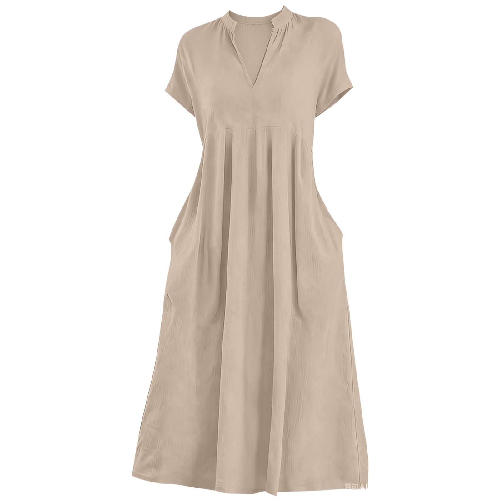 Abito Lino Donna Abito Estivo a Maniche a 3/4 Lungo in Cotone Scollo a V Largo Vestiti da Spiaggia Vestito Boho Chic Vacanza Comodo Taglie Forti Vestito Ideale per vacanze, lavoro e uso quotidiano