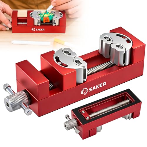 Saker Fractal Vise-Mini Vice Clamp- Bench Vice/Drill Press Vise Self-Adjusting Aerospace-grade Aluminum Alloy&Heavy-Duty CNC Machined for Jewelry Making DIY Woodworking and Repair