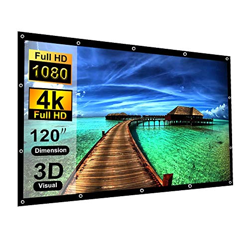 120 Inch Projection Screen Blibro 16:9 HD Foldable Anti-Crease Portable Projection Movies Screen for Home Theater Outdoor Indoor Support Double Sided Projection 4K 3D