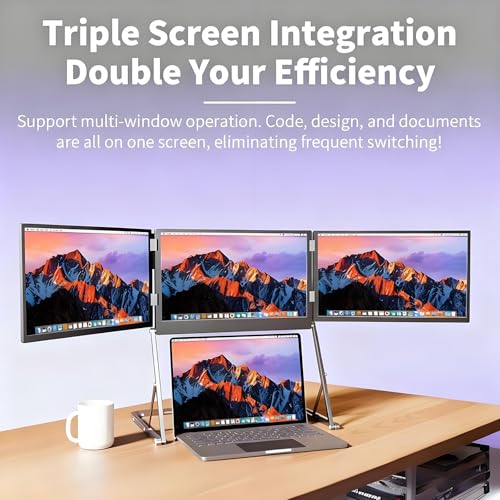 Image of Triple Aero 15.6 Pro Max 3 Screen Monitor with 1080p FHD IPS Display, 15.6 inch Portable Triple Monitors for Laptop, Triple Aero Pro Max Monitor with 360 Rotation Adjustable Viewing Angles