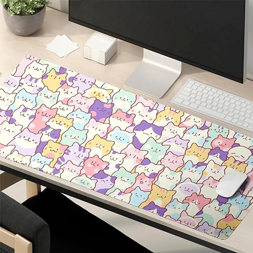 Image of Printed Gaming Mousepad - Premium Stitched Edges, Smooth Surface,Size 11x23 inches, Non-Slip Rubber Base - Ideal for Office & Gaming Setup (Funny cat)