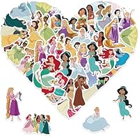 52pcs Princess Stickers for Kids,Vinyl Waterproof Princess Decal for Water Bottle Laptop Toy Sticker for DIY Decorate Bumper Phone Hard Hat Kids Teens Gifts