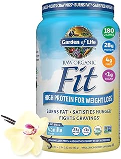 Garden of Life Raw Organic Fit Vegan Protein Powder Vanilla, 28g Plant Based Protein for Weight Loss, Pea Protein, Fiber, Probiotics, Dairy Free Nutritional Shake for Women and Men, 20 Servings