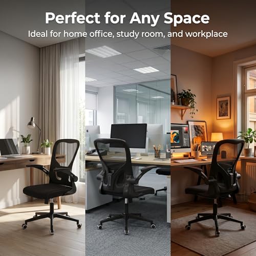 Image of Ergonomic Office Desk Chair, 90-125 Tilt Back Home Desk Chair with 360 Swivel & Mute Wheels, High Back Mesh Computer Chair for Adults with Lumbar Support, 330 LBS Capacity (01Black)