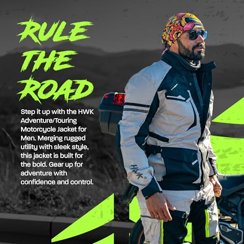 HWK Adventure Touring Motorcycle Jacket for Men, Water Resistant Cordura Textile Biker Jacket for Men, Durable and Stylish Moto Gear with CE Armor for Enduro Motorbike Riding - Black, XL - Image 5