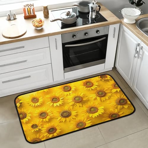 Kitchen Mats, Sunflower Flower Pattern Kitchen Rugs, Cushioned Anti Fatigue Kitchen Mats, Non-Slip Standing Desk Mat, Absorbent Kitchen Rug for Floor, Kitchen, Office, Sink, 20