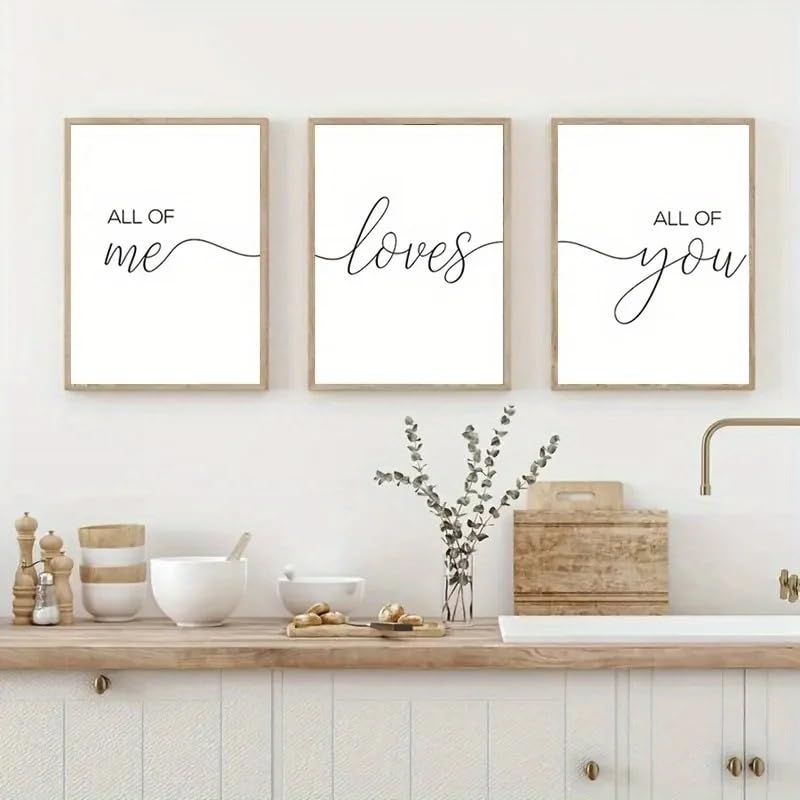 Láminas de frases para parejas: arte nórdico de salón en un set de 3 piezas 50x70cm