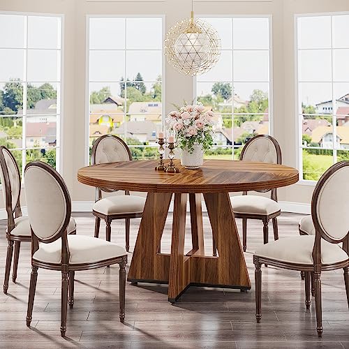 Tribesigns Round Dining Table for 4, 47 Inch Farmhouse Kitchen Table Small Dinner Table Wood Kitchen Dinning Table for Dining Room Kitchen,Living Room - Thumbnail 3
