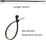 Plastic Cable Ties with Screw Holes (100 Pack) 8 Inch Mount Head Electrical Zip Ties 40 LBS-Black