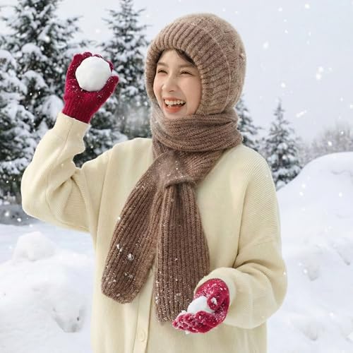 Image of Kraptick Women's Winter Cap and Scarf Set - Thick Fleece Lined Knitted Beanie Hat and Neck Warmer Muffler for Ladies, Soft & Stretchable Woolen Snow Proof for Extreme Cold -4