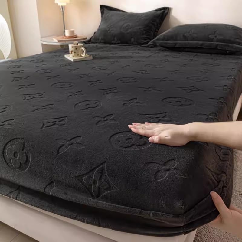 Thickened Milk Velvet Bedsheet, Single Piece Coral Velvet Mattress Protective Cover, Winter Plush Bedsheet Cover