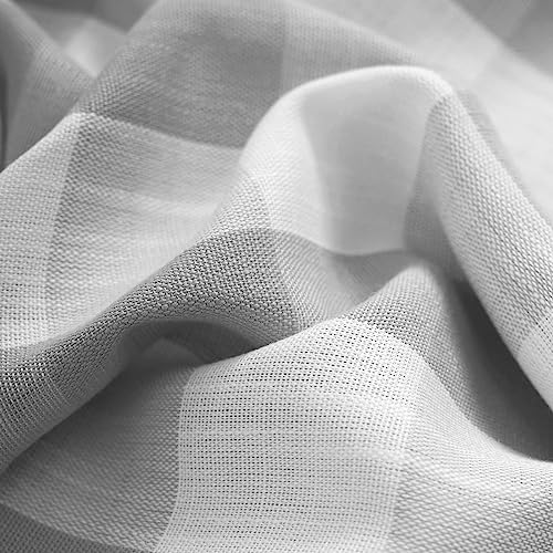 Abstractex Grey White Gingham Sheer Curtains 60x72 Inch for Bedroom Buffalo Check Linen Textured Semi Sheer Privacy Drapes for Living Room Light Filtering Rustic Eyelet Window Treatments 2 Panels - Image 4