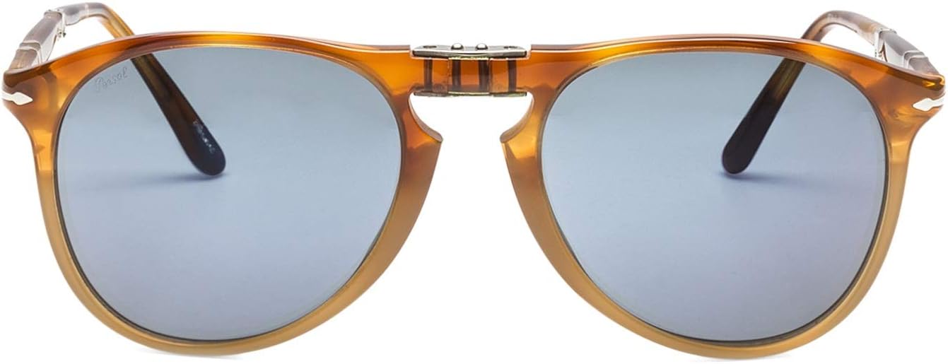 Persol PO9714S Sunglasses Havana Vintage Celebration w/Light Blue Lens 55mm 102556 PO9714