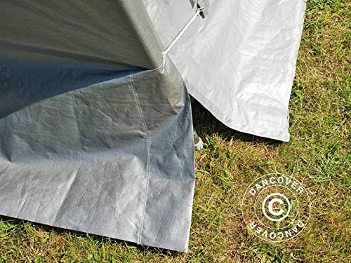 Close-up of the Dancover garage tent's ground flap for anchoring