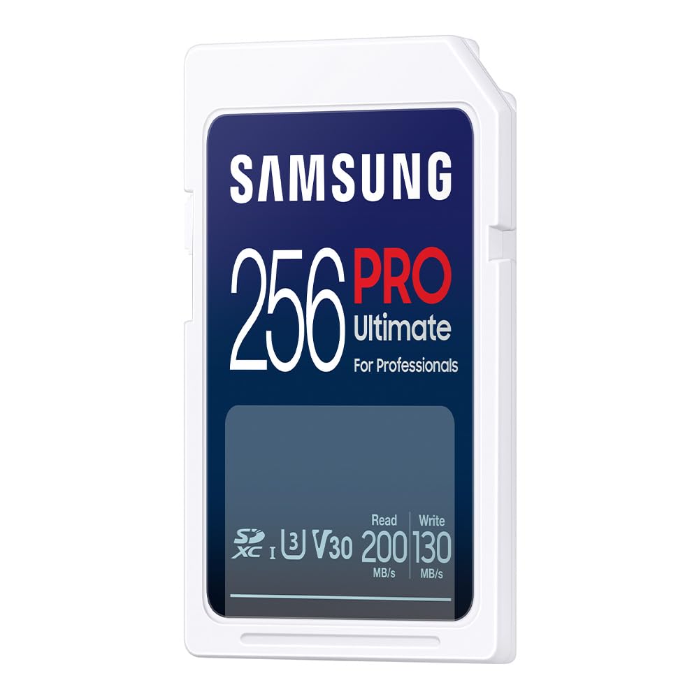 Samsung PRO Ultimate Scheda SD 256 GB, UHS-I U3, Full HD & 4K UHD, 200 MB/s di lettura, 130 MB/s di scrittura, scheda di memoria per fotocamera, PC, drone o action cam, incl. lettore di schede USB,