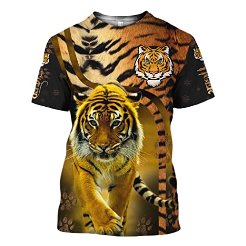 T-shirt homme Harajuku tigre 3D vêtement streetwear manches courtes