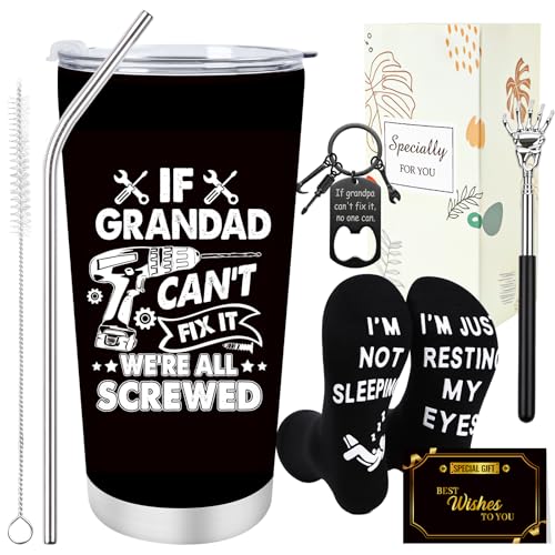Luvart Handyman Gifts for Men - Gift for Men Fathers Day Birthday Retirment Present for Dad Husband Son Friends 20oz Tumbler Bottle Opener Keyring Card Socks Back Scratcher