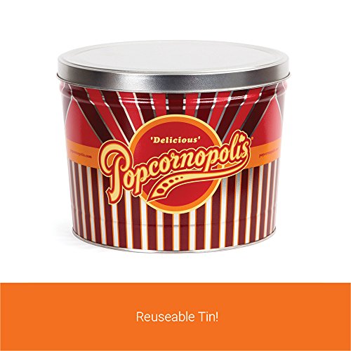 Popcornopolis Gourmet Popcorn 2 Gallon Tin - Classic Including Caramel, Cheddar Cheese and Kettle Corn
