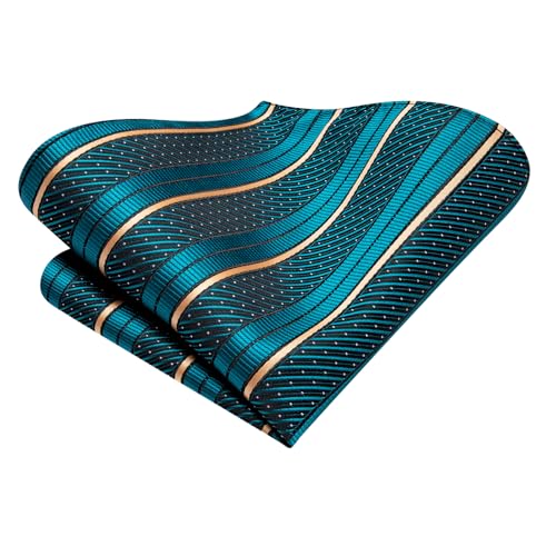 Image of Hi-Tie Silk Ties for Men Plaid Paisley Striped Necktie Pocket Square Cufflinks Set Formal Business