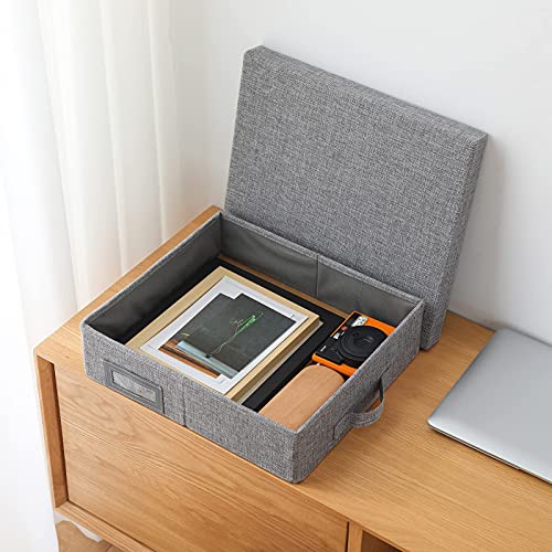 Linen Scrapbook Storage Box,14.6 '' X 13 '' X 4 '',Document Letter Box, Photo Boxes Storage ,Gray (1) #TOP2