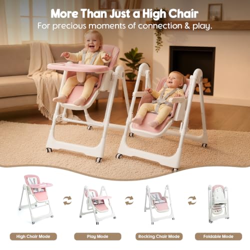 Image of Foldable High Chairs for Babies and Toddlers Convert to Baby Rocker