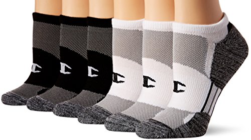 Champion Women's No Show Cushion (Pack of 6), Black Assorted, Shoe Size: 5-9