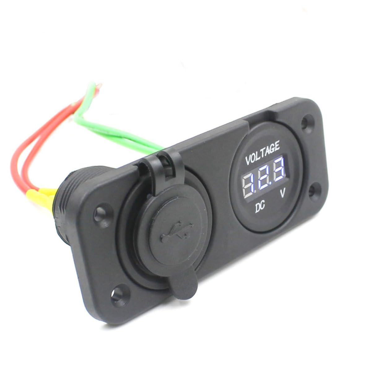 Cargador USB coche kit cableado voltímetro digital FUNOMOCYA toma impermeable 3.1A 3