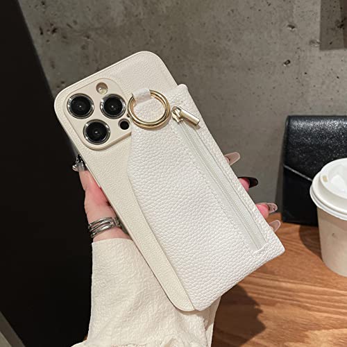 ALUKAP Monedero de Cuero PU Funda de teléfono Suave para iPhone 13 12 11 14 Pro X XS MAX XR 7 8 Plus Funda con Tarjetero, Blanco, para iPhone 13ProMax