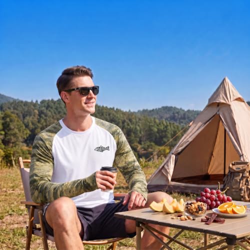 Riverruns Men's Camo Raglan Sleeve Graphic Shirt, UPF50+ Outdoor Top - image 3
