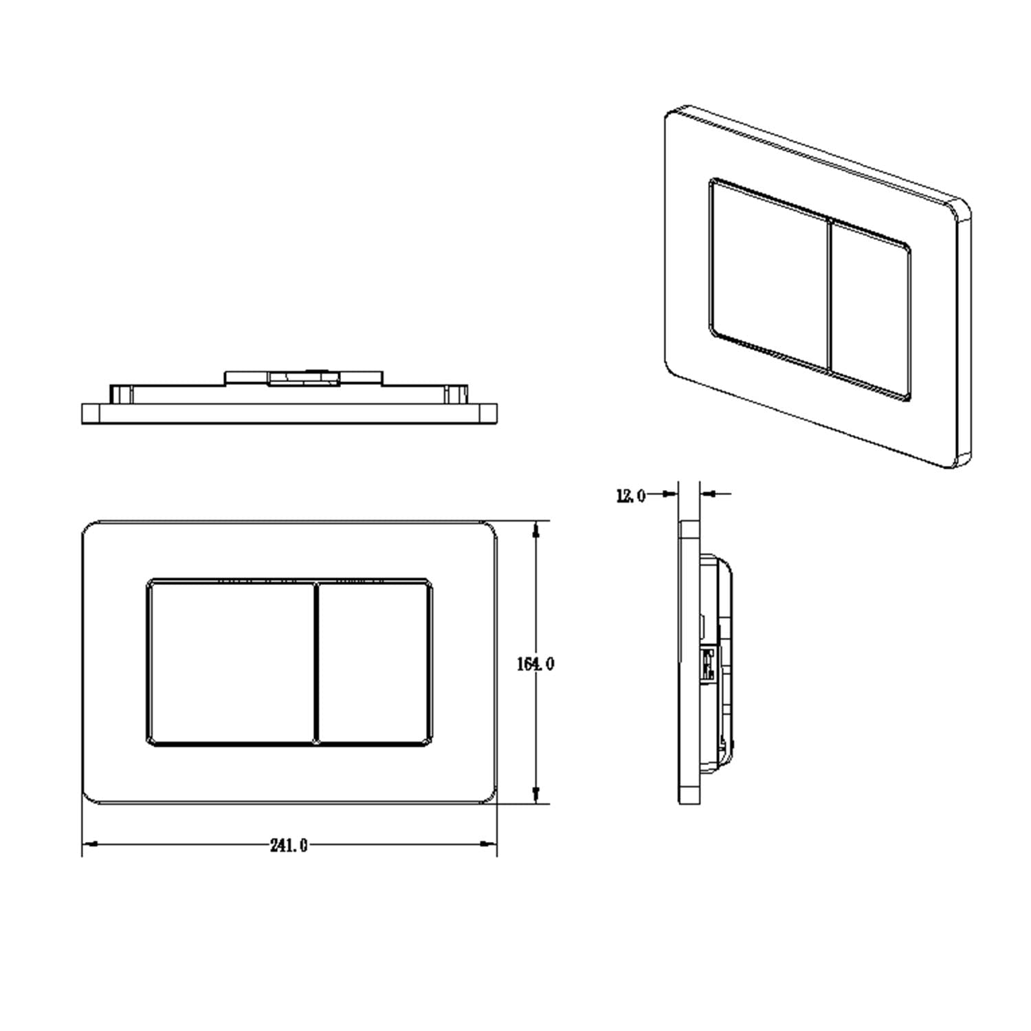 Push Plate Stainless Steel Compatible with Geberit Duofix Sigma (UP 320) 2 Flush, Black - Image 3