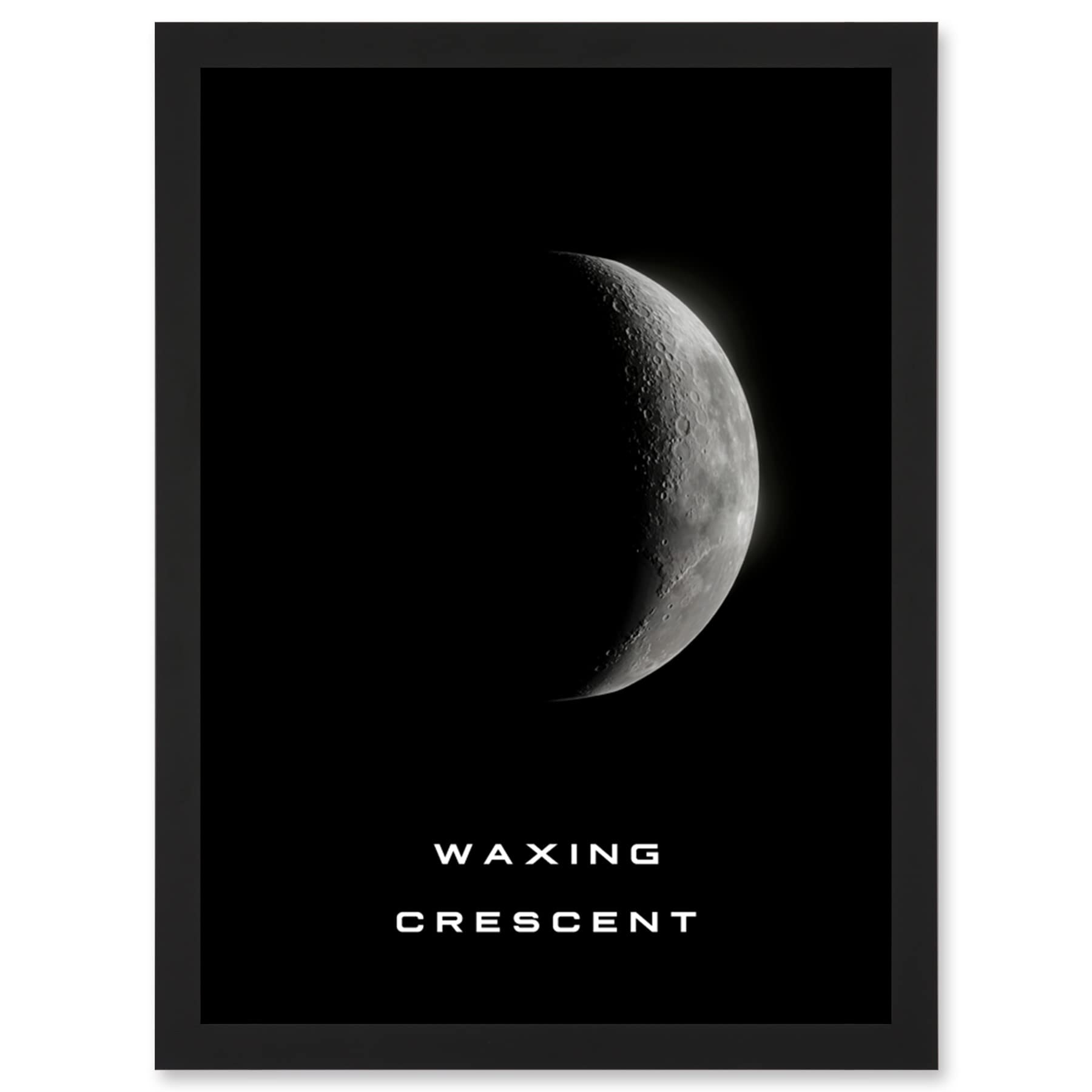 Artery8 Phases of the Moon Astronomy Waxing Crescent Lunar Space Poster Artwork Framed Wall Art Print A4