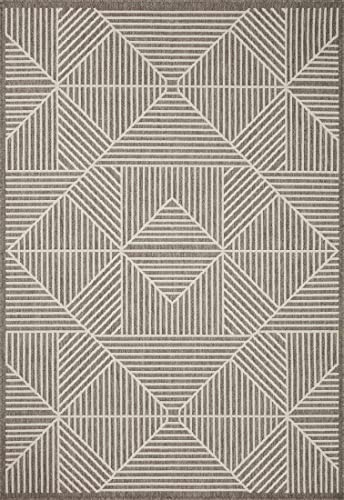 Loloi II Rainier Collection RAI-03 Natural/Ivory, Indoor/Outdoor 5'-3" x 7'-7" Area Rug, Beige/Ivory - Image 3