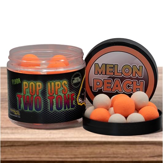 Fluor Two Tone Pop Ups Boilies 14/20mm Pro Elite Baits | Cebos Pesca Carpa | Artificial Baits Carp (Melon&Peach, 14-20mm)