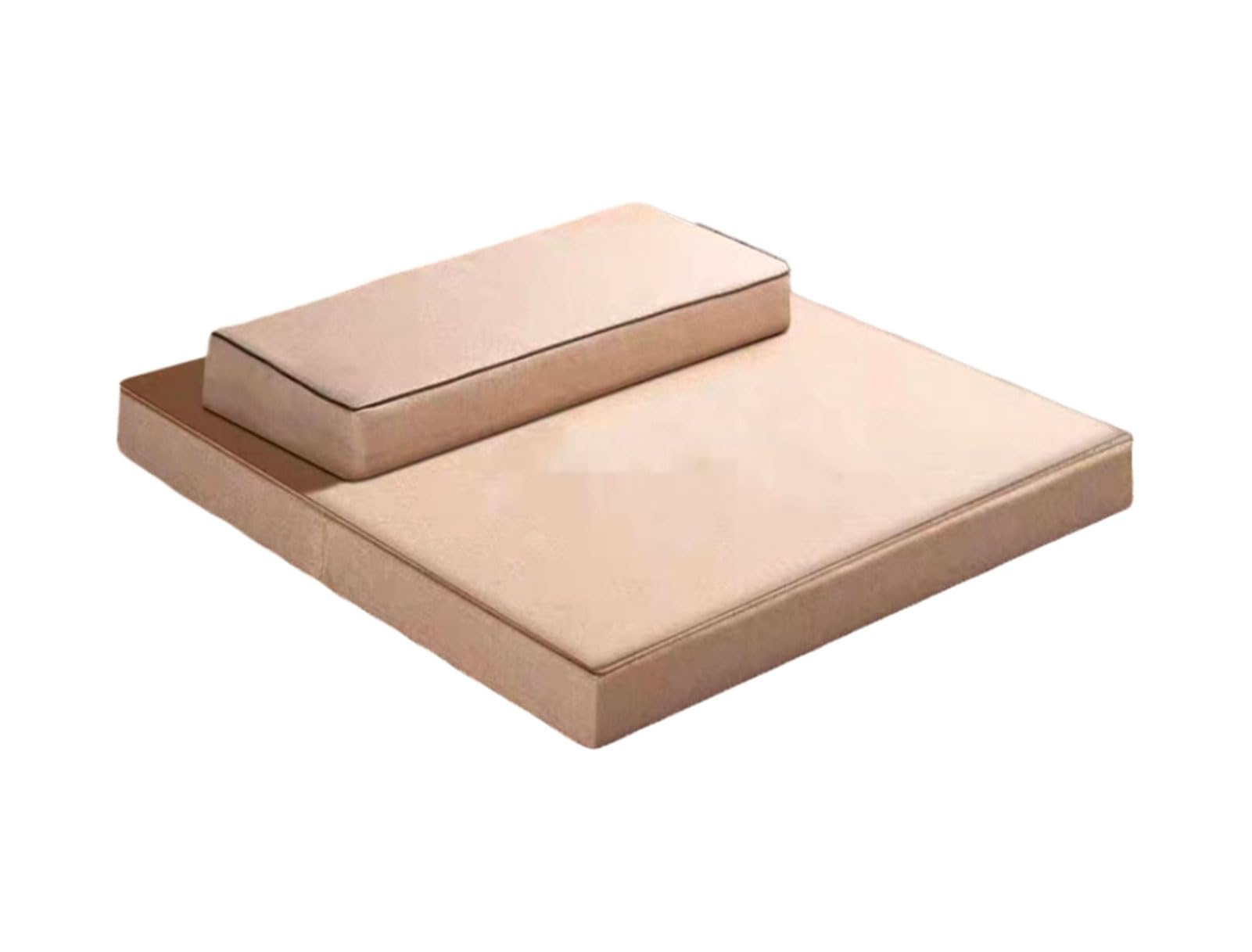 Coussin de méditation beige 70x70 cm, tapis de sol carré pliable et portable fait main