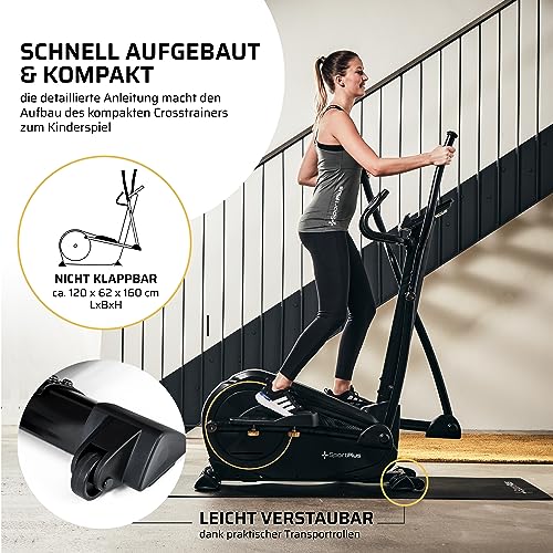SportPlus Crosstrainer für zuhause - leiser Ellipsentrainer mit Magnetwiderstand und Trainingscomputer - platzsparend & gelenkschonend mit 24 Widerstandsstufen - Heimtrainer bis 150 kg belastbar – Bild 6