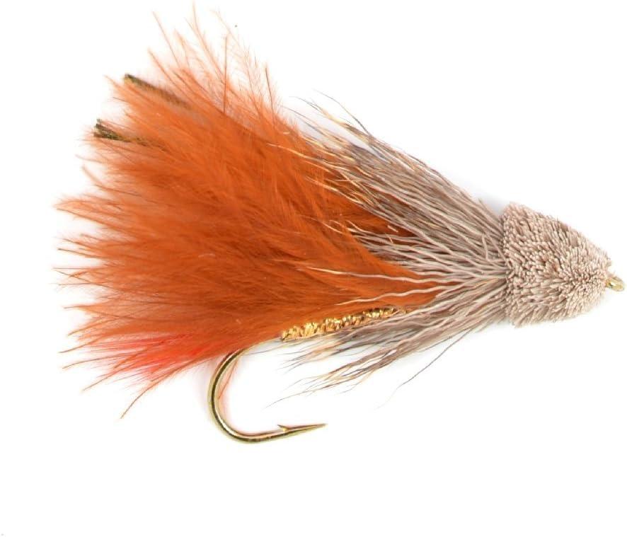 The Fly Fishing Place Streamers - Sculpin Brown Marabou Muddler Minnow Streamer Flies - 4 Fly Fishing Flies - Hook Size 8