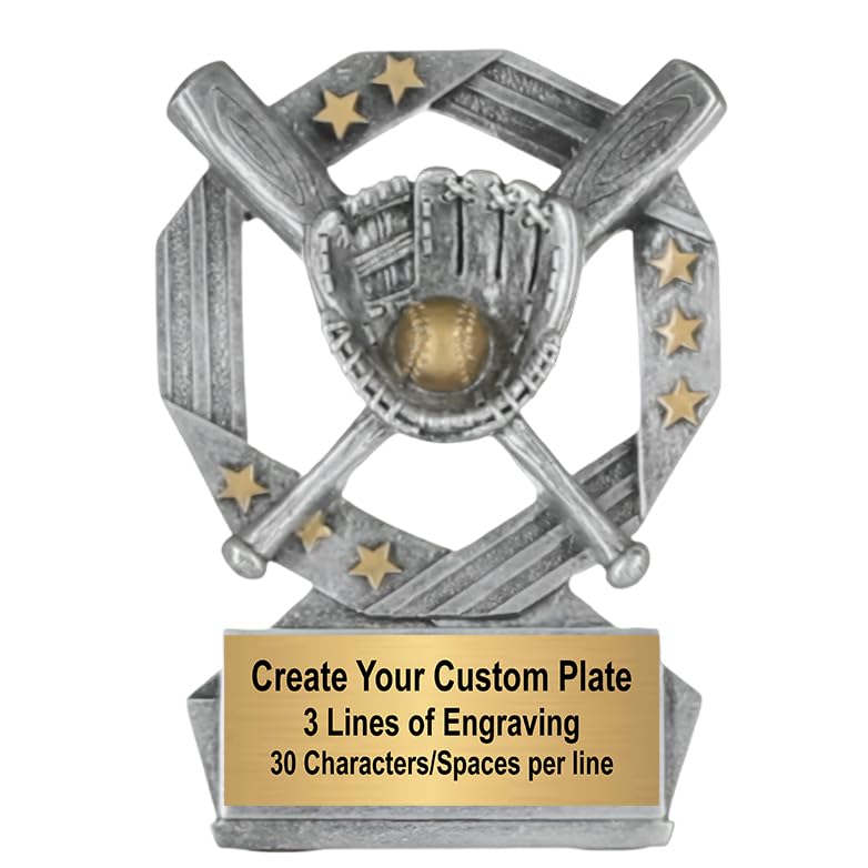 Decade Awards Personalized Baseball Trophy - Engraved Softball Award - Hero of The Diamond - Grand Slam Hexa Star Trophy - Customize Now (4.75 Inch)