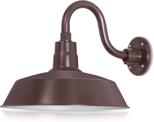 Miniatura 23 de 14 pulgadas. RLM Warehouse - Pantalla con brazo de cuello de cisne y bombilla Led A19 5000K de 9W Galvanizado (paquete de 1),Galvanizado