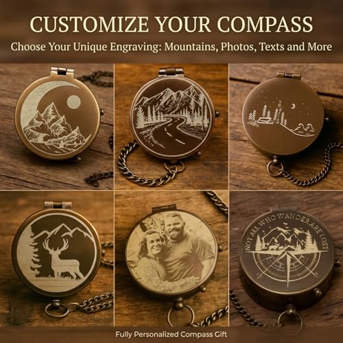 Brújula de bolsillo personalizada de latón grabada miniatura 4