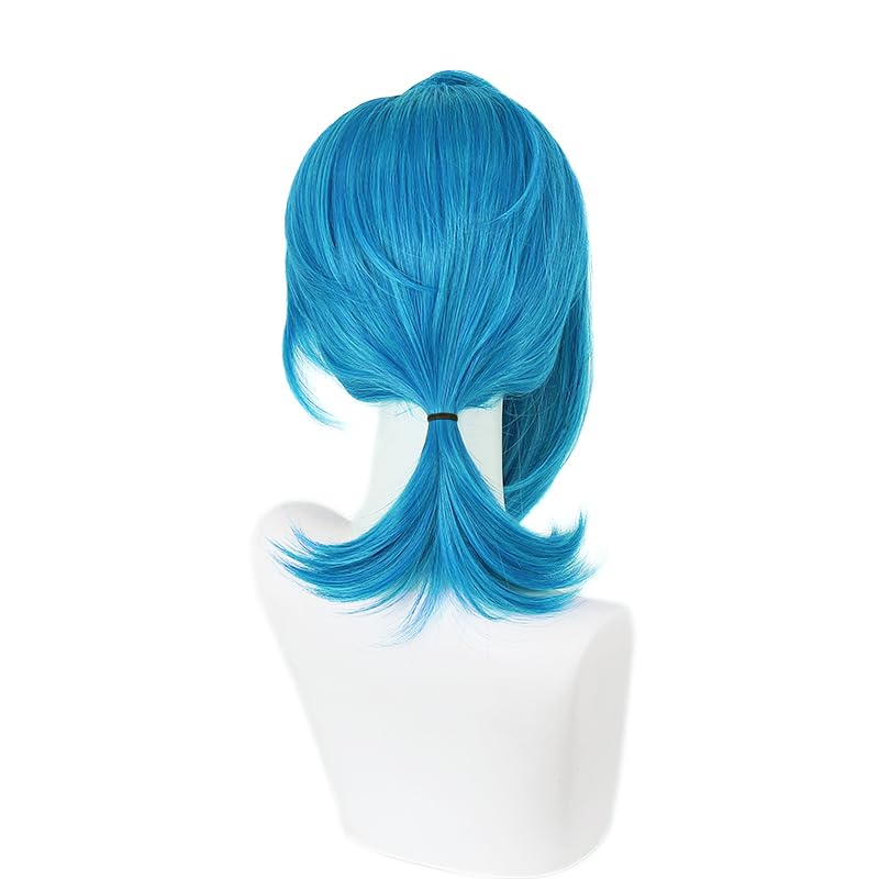 DAZCOS Anime Blue Wig Long bangs and Short Hair Adult Womens Cosplay Costume Outfits Accessories for Party Halloween (Blue-A, Medium, Straight) - Image 4