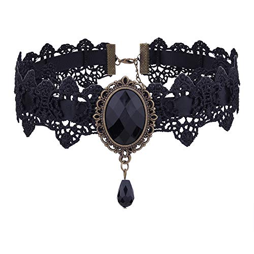AOCHEE Black Lace Choker Necklace Lace Gothic Choker for Women for Halloween Weeding Costume Party Prom Vampire Choker