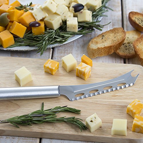 Rada Cutlery Cheese Knife – Stainless Steel Serrated Edge With Aluminum Handle, Made in the USA, 9-5/8