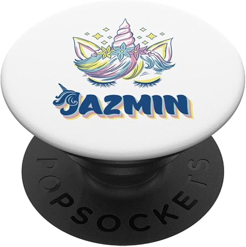 Jazmin personalized custom name Rainbow Unicorn crown PopSockets Swappable PopGrip