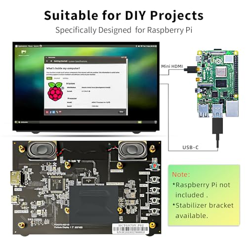 Image of HAMTYSAN 7Inch Raspberry Pi Screen HDMI Monitor 800x480 LCD Screen Display with Dual-Speaker for Raspberry Pi 4 /3 /2 /Zero /B /B+ Win11 /10 /8 /7 (Non-Touch)