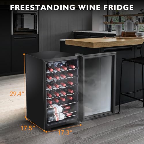 24 bottle mini fridge small freestanding wine cooler refrigerator for red and white with 40-66f digital temperature control glass door