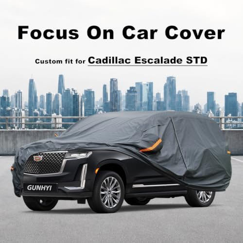 Image of GUNHYI Premium Car Cover Custom Fit Cadillac Escalade STD, 16 Layers Heavy Duty Car Cover Waterproof All Weather with Zipper Door for Sun Rain Snow Dust Uv Protection