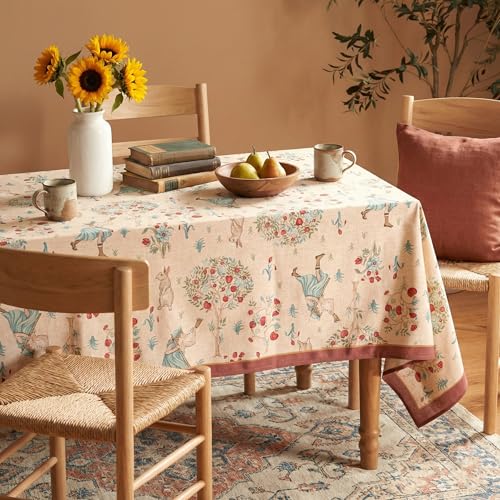 Image of ishro home Premium Table Cloth 6 Seater | Dining Table Cover | Love at First Sight Cloth 4-6 Seater | Luxury Fabric | Machine Washable | Non-Fading | Stain-Resistant | (Mehr Mystique, 56 x 90 inches)