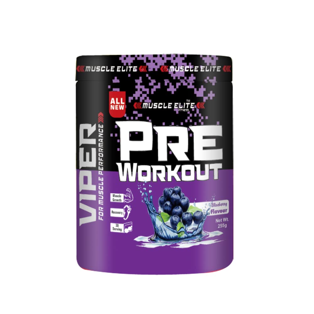 MUSCLE ELITE FITNESS Pre Workout Increased Endurance | Highlights Energy | Increase Strength and muscle out put | (Blueberry)