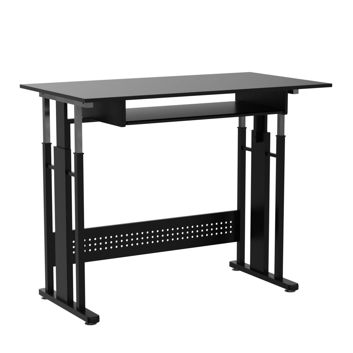 山善] ゲーミングデスク 高さ65-80.5cm スライダー付き (一人で昇降